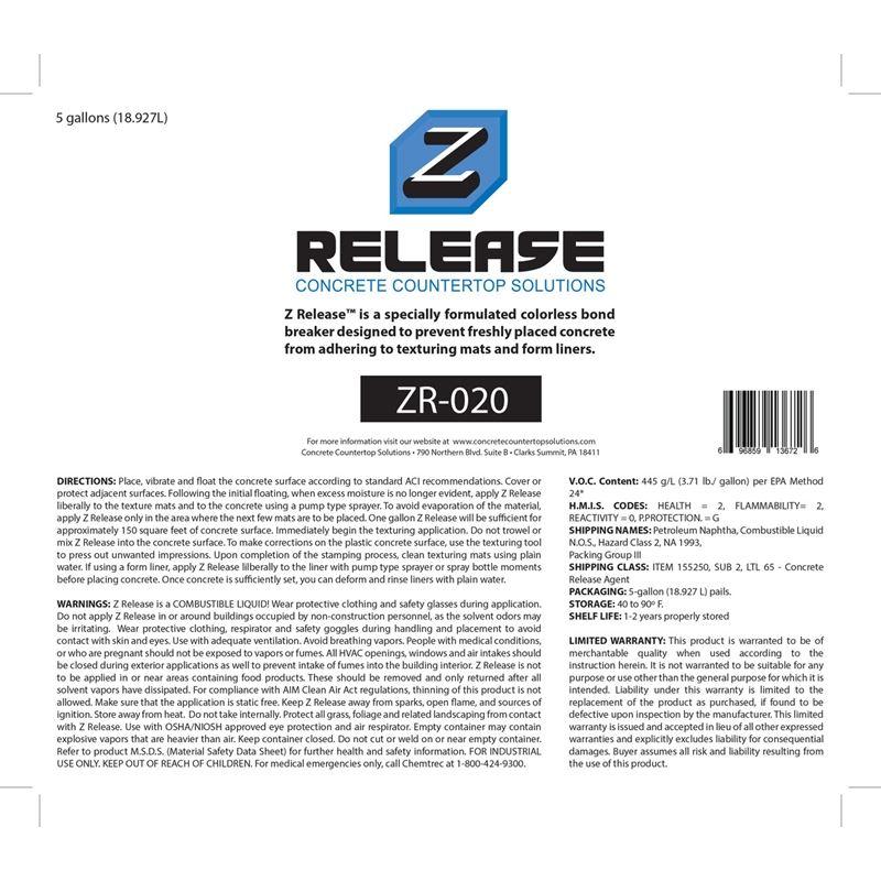 Liquid Release - 5 Gal - Concrete Countertop Solutions