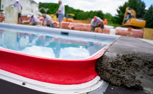 Forming and Pouring Cantilevered Concrete Pool Coping with Z Poolforms - Concrete Countertop Solutions